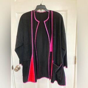 ANNIKKI KARVINEN Black With Bold Fuchsia & Red Trim Jacket Artsy Party WM OS